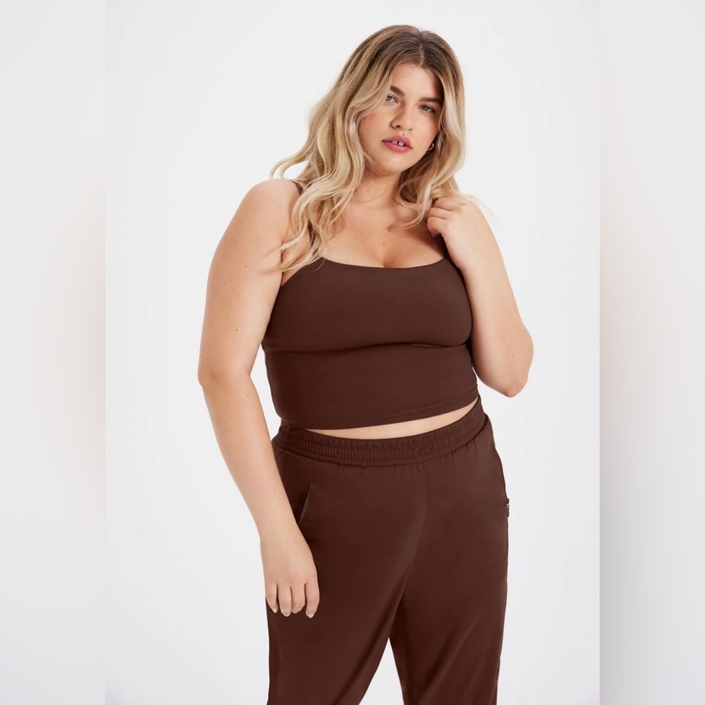 Girlfriend Collective Devon Compressive Cami Bra Tank Top Earth/Brown